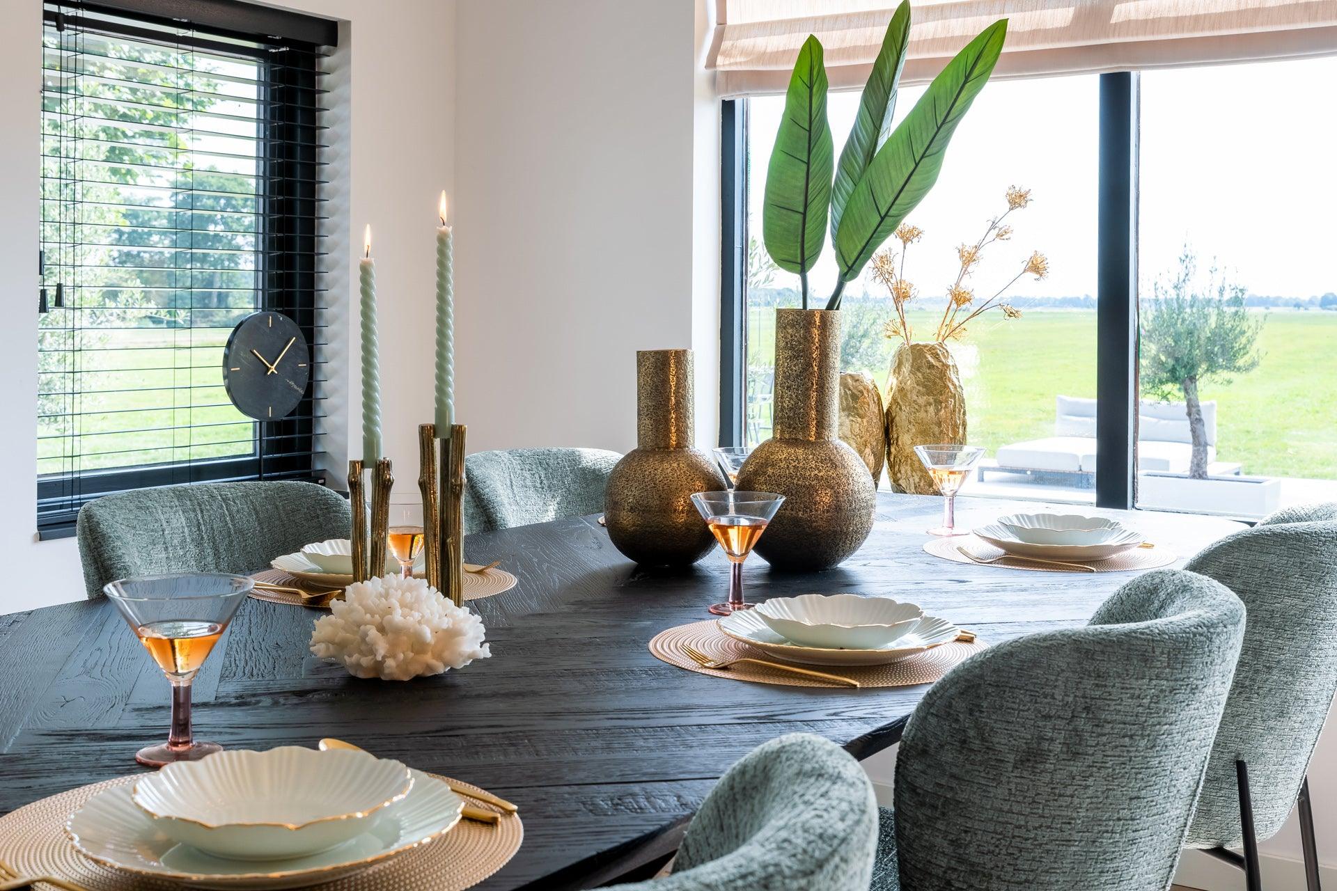 Hayley Dark Coffee Oak Dining Table with Chevron Top by Richmond Interiors - Maison Rêves UK