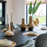 Hayley Dark Coffee Oak Dining Table with Chevron Top by Richmond Interiors - Maison Rêves UK