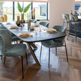 Hayley Dark Coffee Oak Dining Table with Chevron Top by Richmond Interiors - Maison Rêves UK