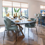 Hayley Dark Coffee Oak Dining Table with Chevron Top by Richmond Interiors - Maison Rêves UK