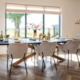 Hayley Dark Coffee Oak Dining Table with Chevron Top by Richmond Interiors - Maison Rêves UK