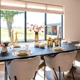 Hayley Dark Coffee Oak Dining Table with Chevron Top by Richmond Interiors - Maison Rêves UK