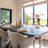Hayley Dark Coffee Oak Dining Table with Chevron Top by Richmond Interiors - Maison Rêves UK