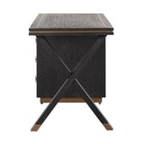 Hunter 3 Drawer Desk in Black Rustic Oak with Brushed Gold Accents by Richmond Interiors - Maison Rêves UK