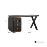 Hunter 3 Drawer Desk in Black Rustic Oak with Brushed Gold Accents by Richmond Interiors - Maison Rêves UK