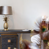 Hunter 3 Drawer Desk in Black Rustic Oak with Brushed Gold Accents by Richmond Interiors - Maison Rêves UK