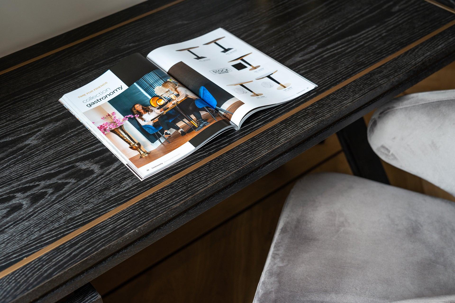 Hunter 3 Drawer Desk in Black Rustic Oak with Brushed Gold Accents by Richmond Interiors - Maison Rêves UK