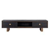Hunter Black Rustic Oak 2 Drawer Media Unit with Brushed Gold Base by Richmond Interiors - Maison Rêves UK