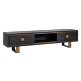 Hunter Black Rustic Oak 2 Drawer Media Unit with Brushed Gold Base by Richmond Interiors - Maison Rêves UK