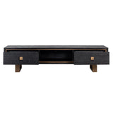Hunter Black Rustic Oak 2 Drawer Media Unit with Brushed Gold Base by Richmond Interiors - Maison Rêves UK