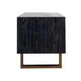 Hunter Black Rustic Oak 2 Drawer Media Unit with Brushed Gold Base by Richmond Interiors - Maison Rêves UK