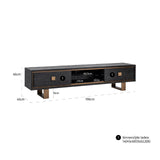 Hunter Black Rustic Oak 2 Drawer Media Unit with Brushed Gold Base by Richmond Interiors - Maison Rêves UK