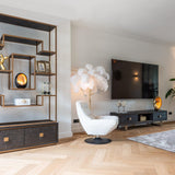 Hunter Black Rustic Oak 2 Drawer Media Unit with Brushed Gold Base by Richmond Interiors - Maison Rêves UK