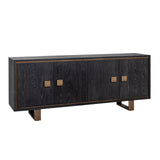 Hunter Black Rustic Oak 4 Door Sideboard with Brushed Gold Base by Richmond Interiors - Maison Rêves UK