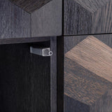 Illusion Oak Wood Parquet Cabinet with Steel Frame - Maison Rêves UK