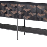 Illusion Oak Wood Parquet Sideboard L + Toprack L with Steel Frame