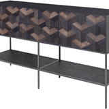 Illusion Oak Wood Parquet Sideboard M with Steel Frame