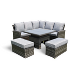 Amalfi Small Adjustable Casual Outfoor Garden Dining Set in Dark Grey Rattan with Rising Table