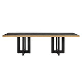 Cambon Dark Coffee Oak Dining Table with Brushed Gold Accent by Richmond Interiors