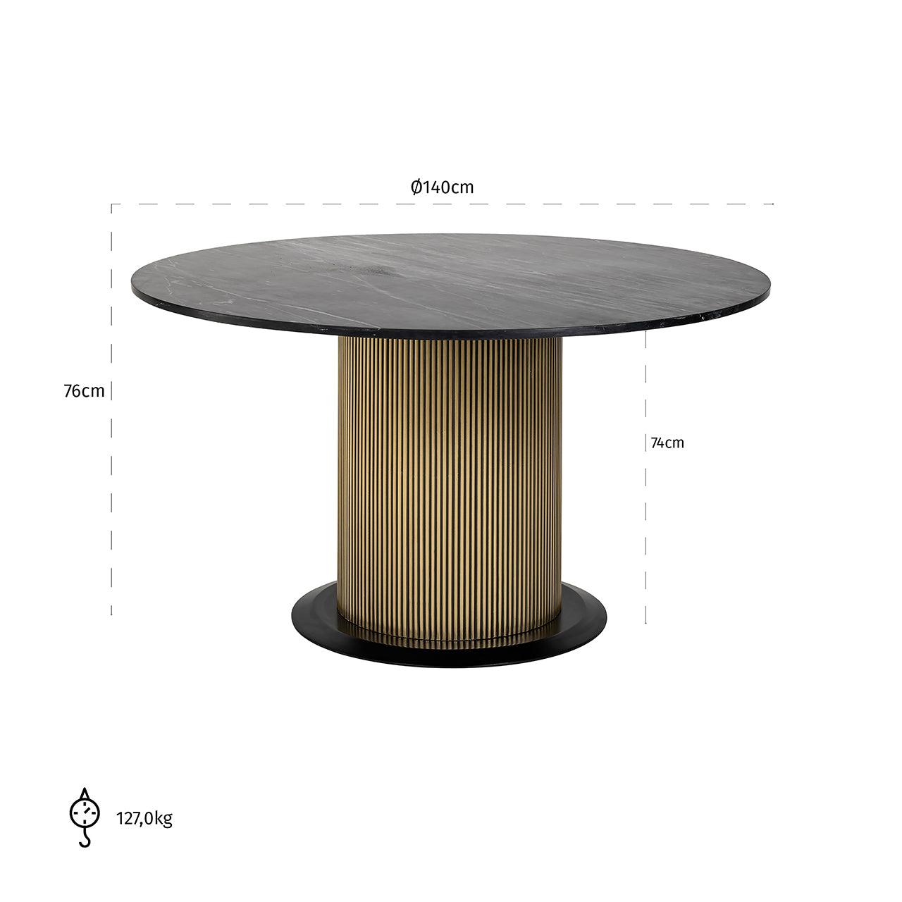 Ironville Circular Dining Table with Dark Marble Top by Richmond Interiors - Maison Rêves UK