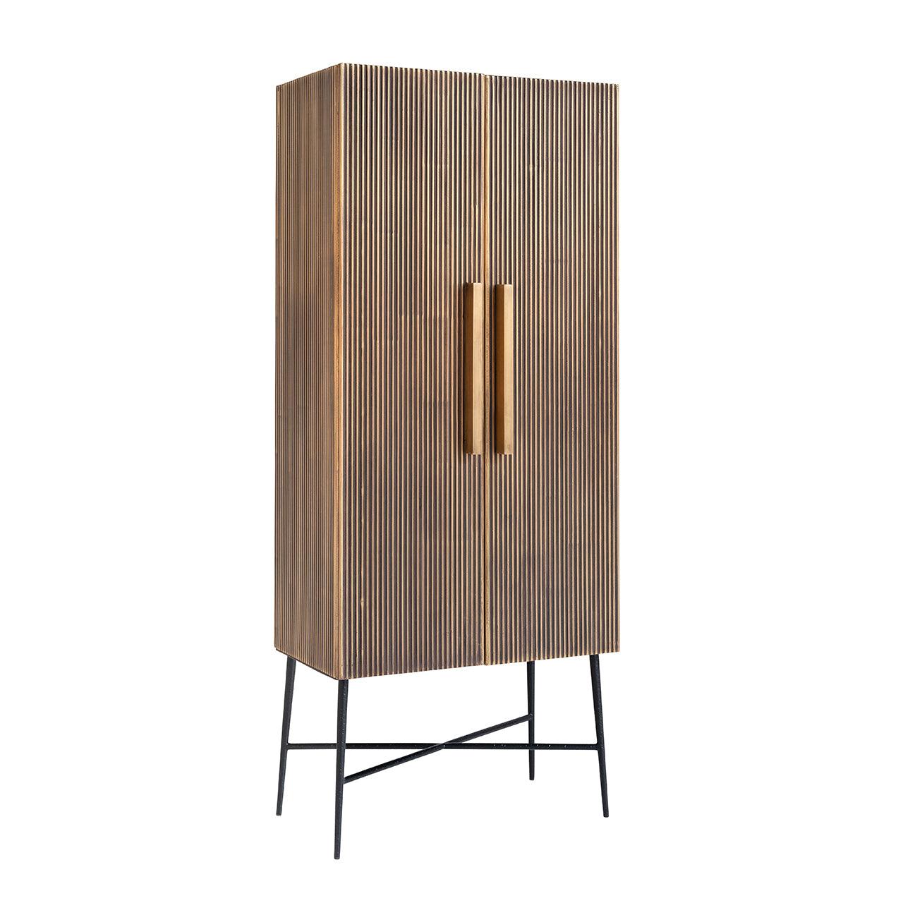 Ironville Gold 2 Door Cabinet with Black Metal Legs by Richmond Interiors - Maison Rêves UK