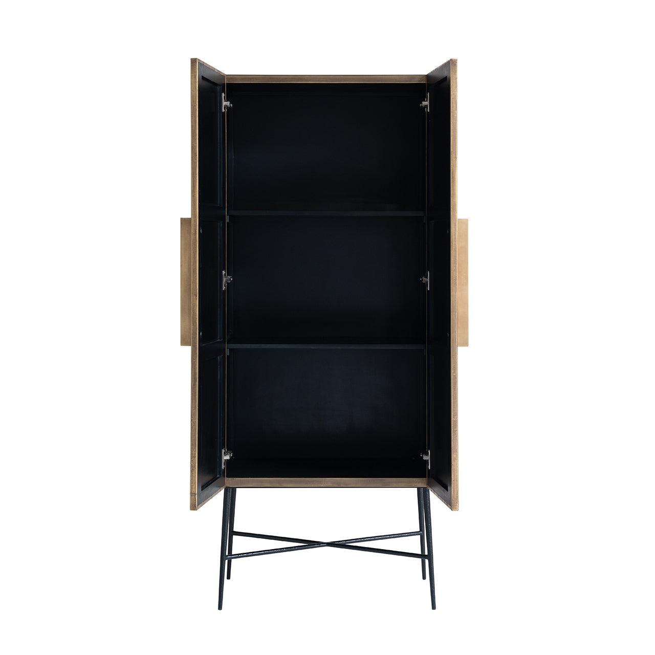 Ironville Gold 2 Door Cabinet with Black Metal Legs by Richmond Interiors - Maison Rêves UK