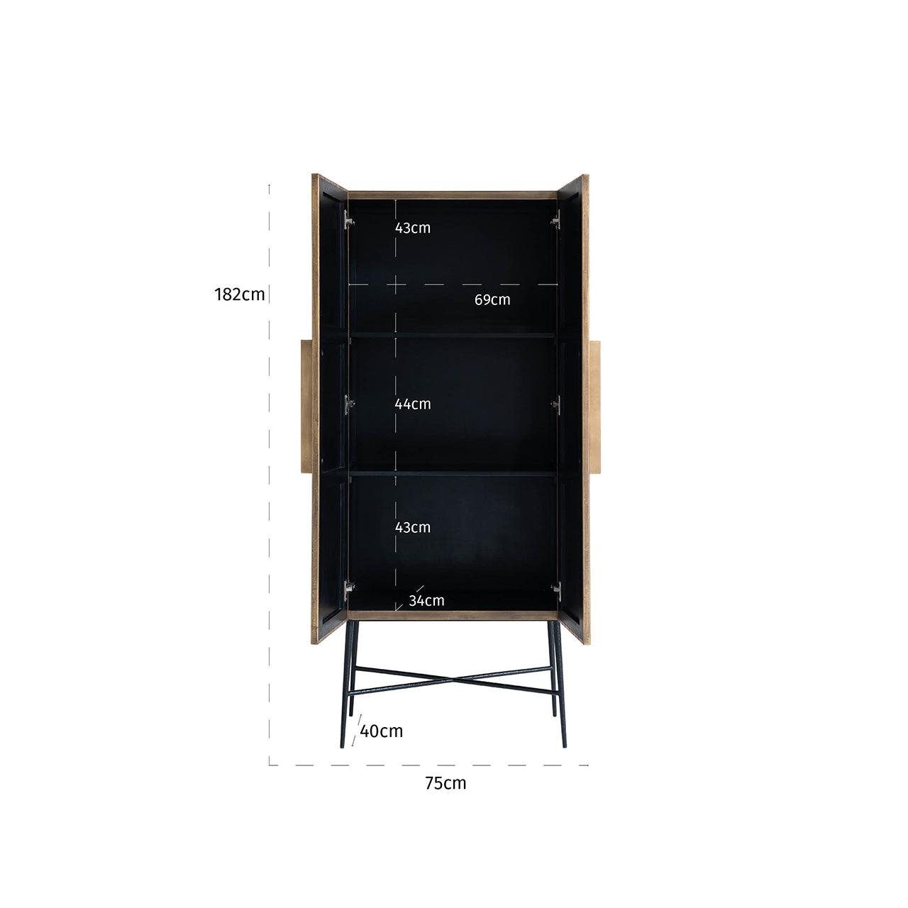 Ironville Gold 2 Door Cabinet with Black Metal Legs by Richmond Interiors - Maison Rêves UK