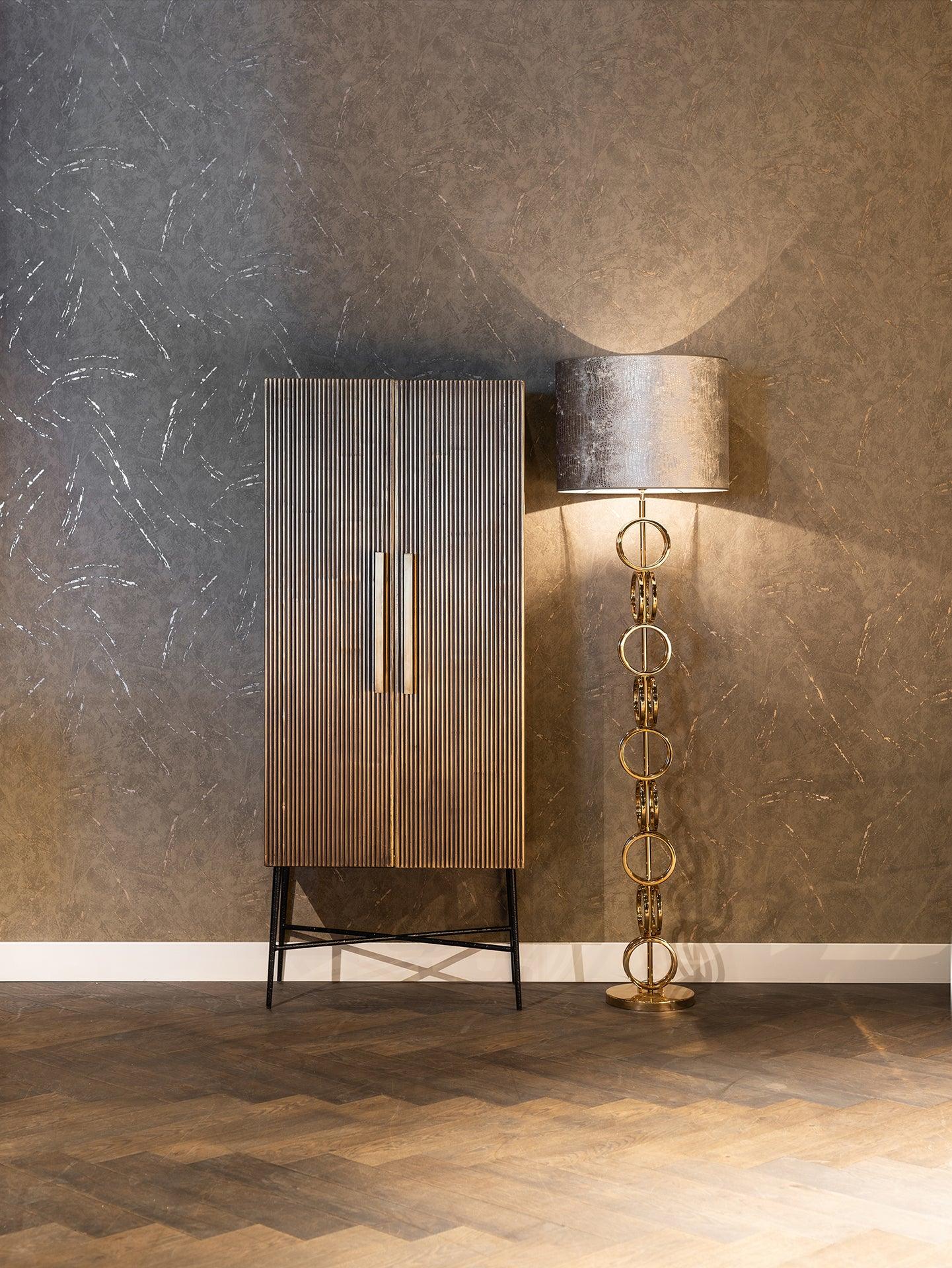 Ironville Gold 2 Door Cabinet with Black Metal Legs by Richmond Interiors - Maison Rêves UK