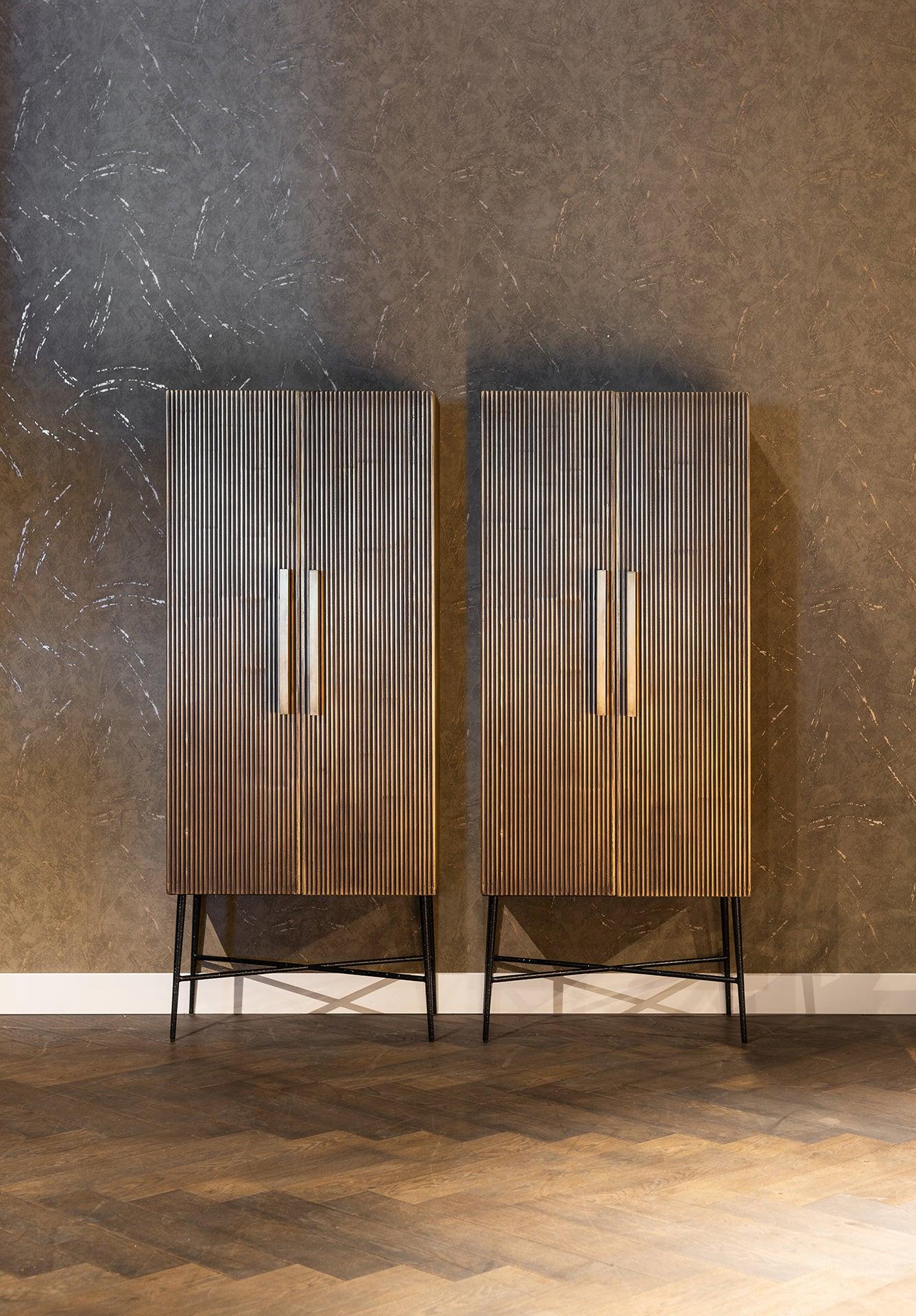 Ironville Gold 2 Door Cabinet with Black Metal Legs by Richmond Interiors - Maison Rêves UK