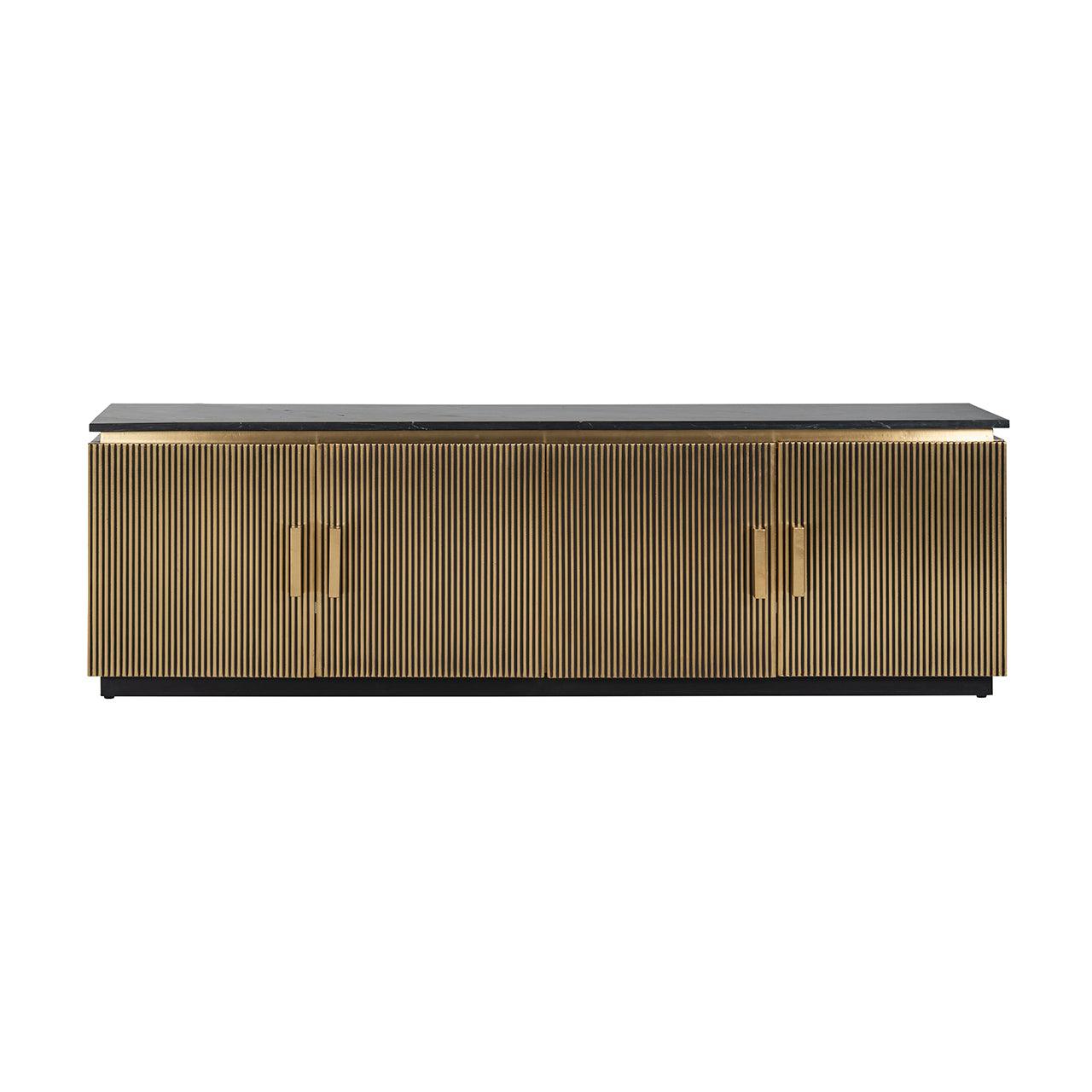 Ironville Gold Low Sideboard with Black Marble Top by Richmond Interiors - Maison Rêves UK
