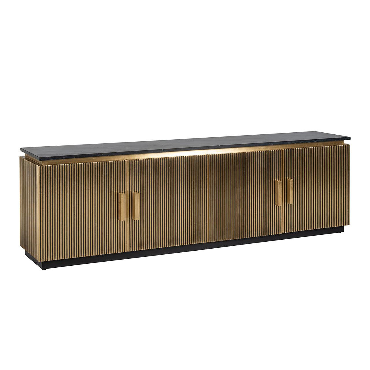 Ironville Gold Low Sideboard with Black Marble Top by Richmond Interiors - Maison Rêves UK