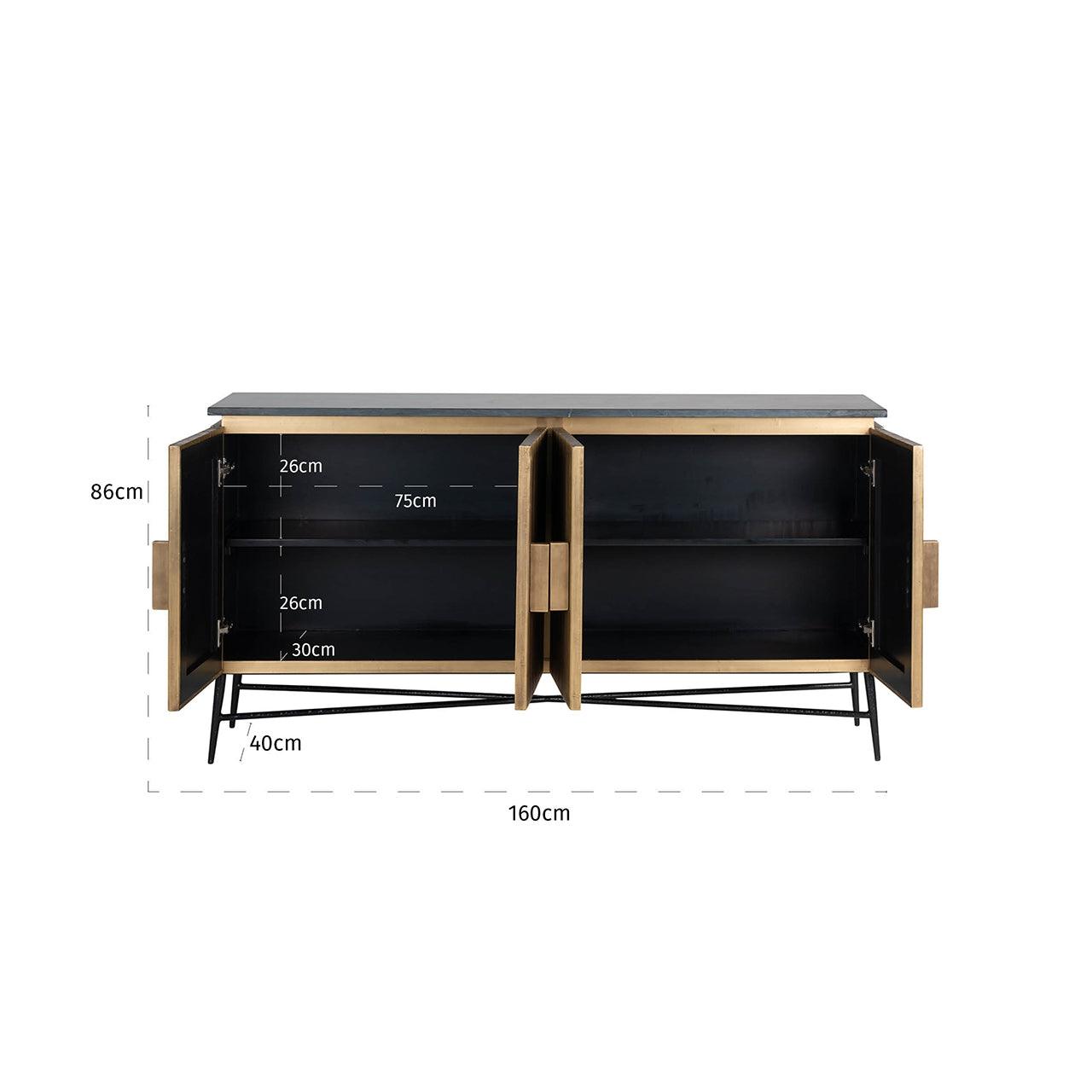 Ironville Gold Sideboard with Black Marble Top by Richmond Interiors - Maison Rêves UK