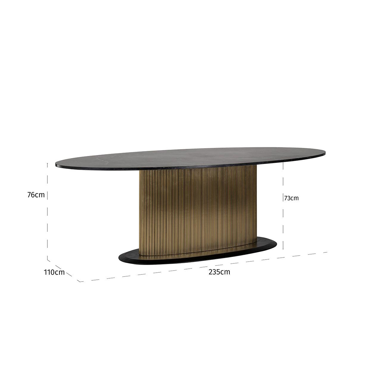 Ironville Oval Dining Table with Dark Marble Top by Richmond Interiors - Maison Rêves UK