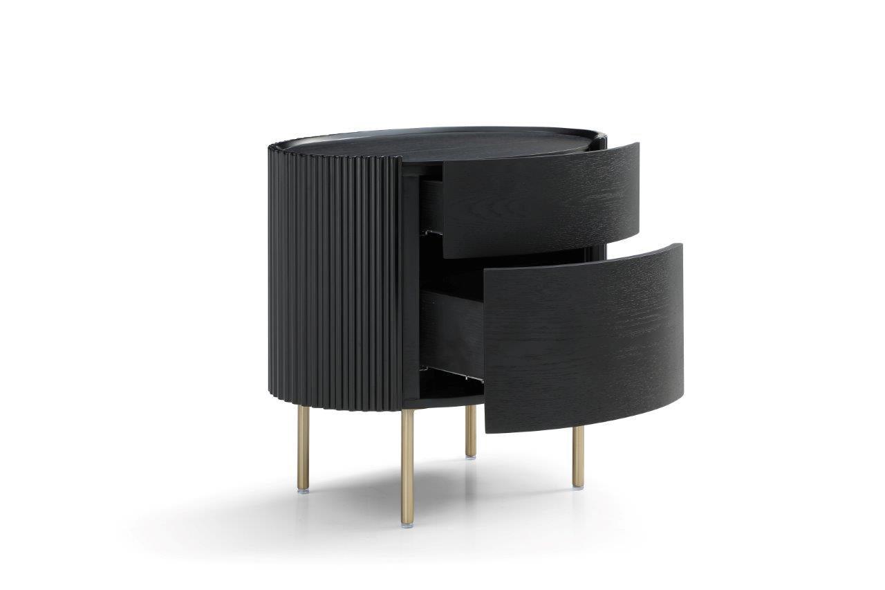 Lantine Bedside Table - Black Oak - Maison Rêves UK