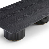 Lantine Coffee Table - Double Pedestal - Black Oak & Brass - Maison Rêves UK