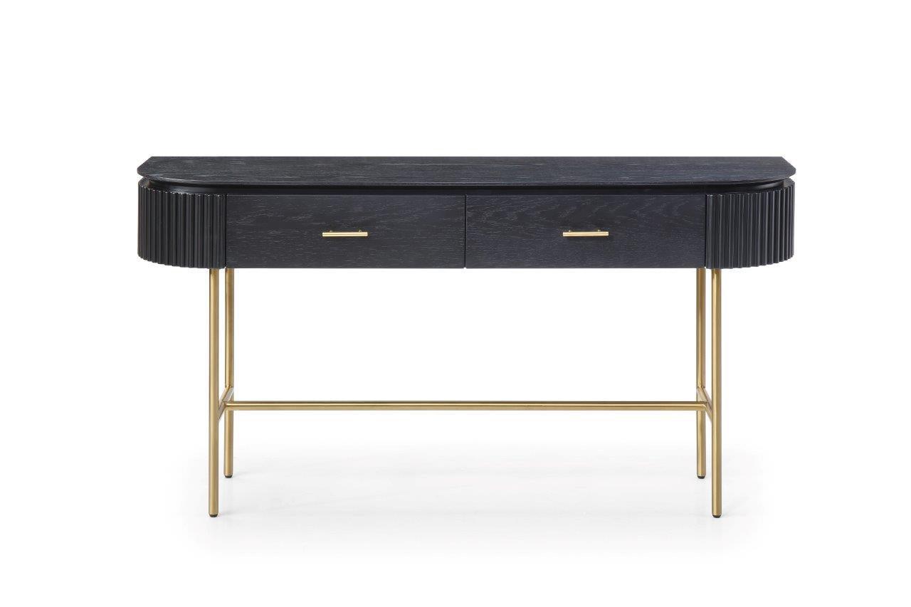 Lantine Console Table - Black Oak & Brass - Maison Rêves UK