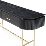 Lantine Console Table - Black Oak & Brass - Maison Rêves UK
