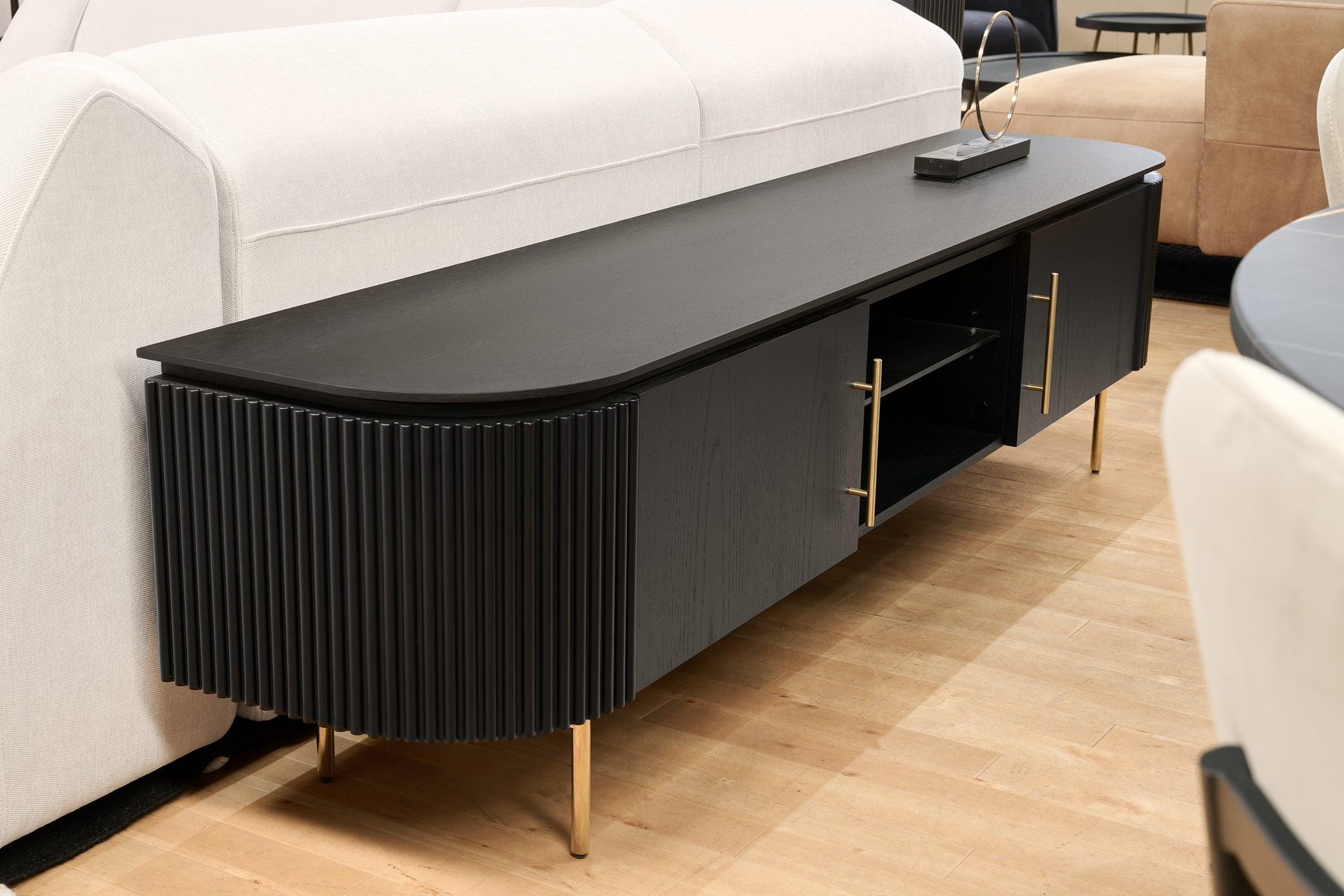 Lantine TV Unit - Matte Black Oak - Maison Rêves UK