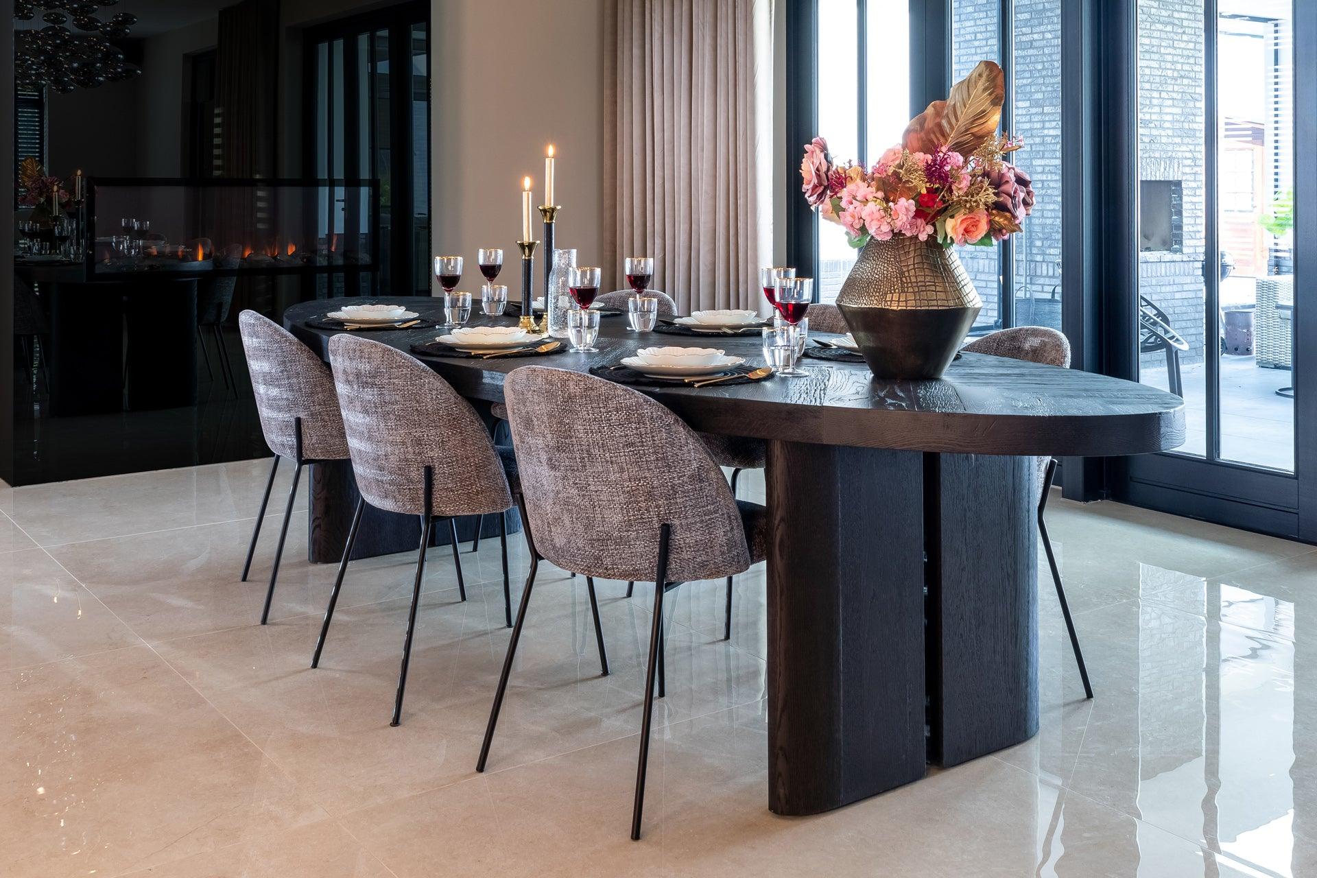 Lilly Large Oval Recycled Oak Dining Table in Dark Coffee by Richmond Interiors - Maison Rêves UK