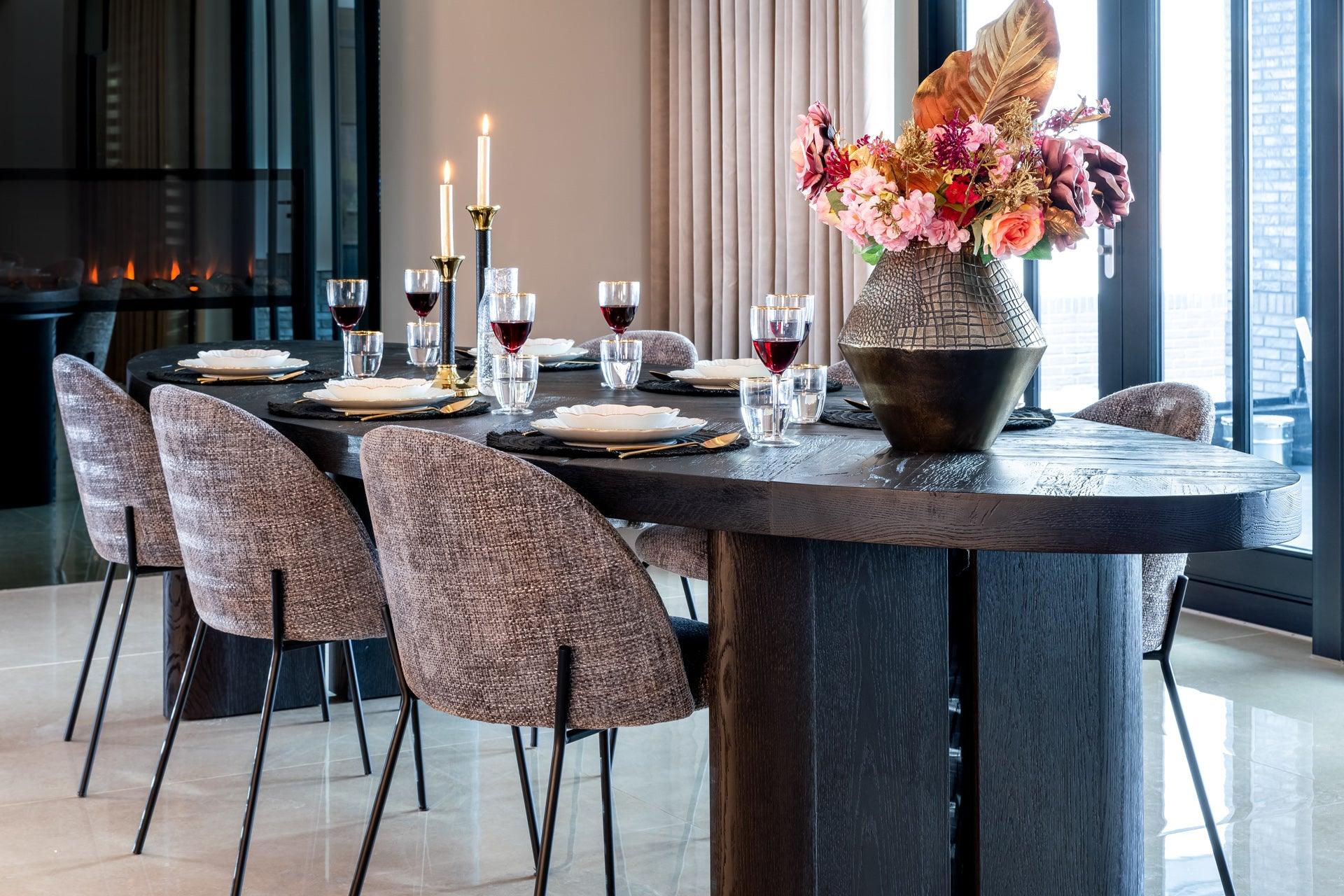 Lilly Large Oval Recycled Oak Dining Table in Dark Coffee by Richmond Interiors - Maison Rêves UK