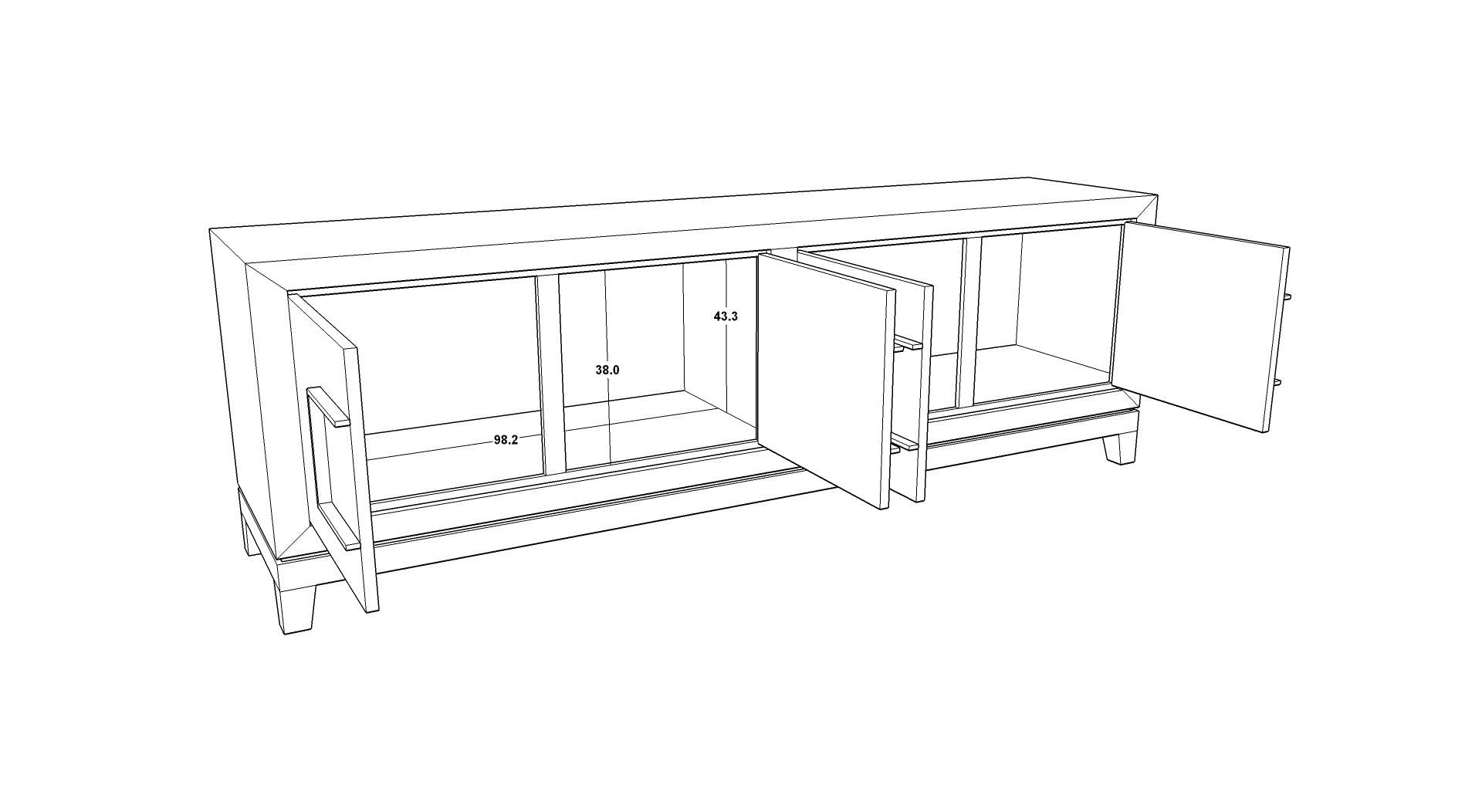 Lucca Media Unit with Grey/Taupe Coloured Oak Veneer and Gold Handles by Berkeley Designs - Interitower | UK 