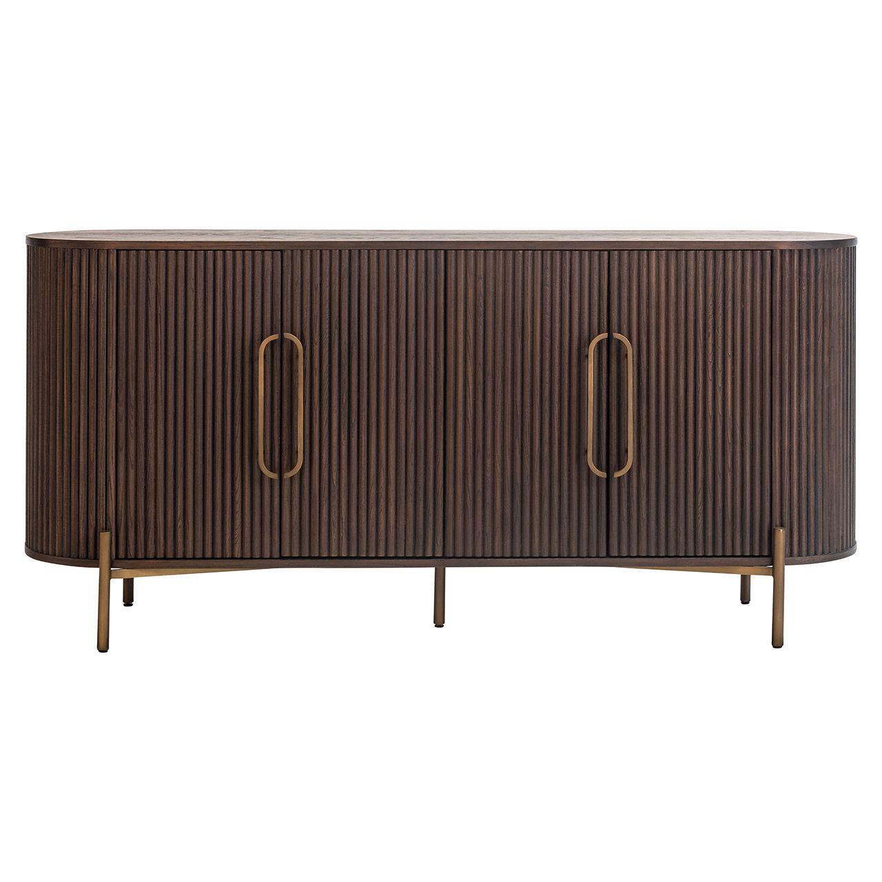 Luxor 4 Door Brown Wood Sideboard with Brushed Gold Frame by Richmond Interiors - Maison Rêves UK