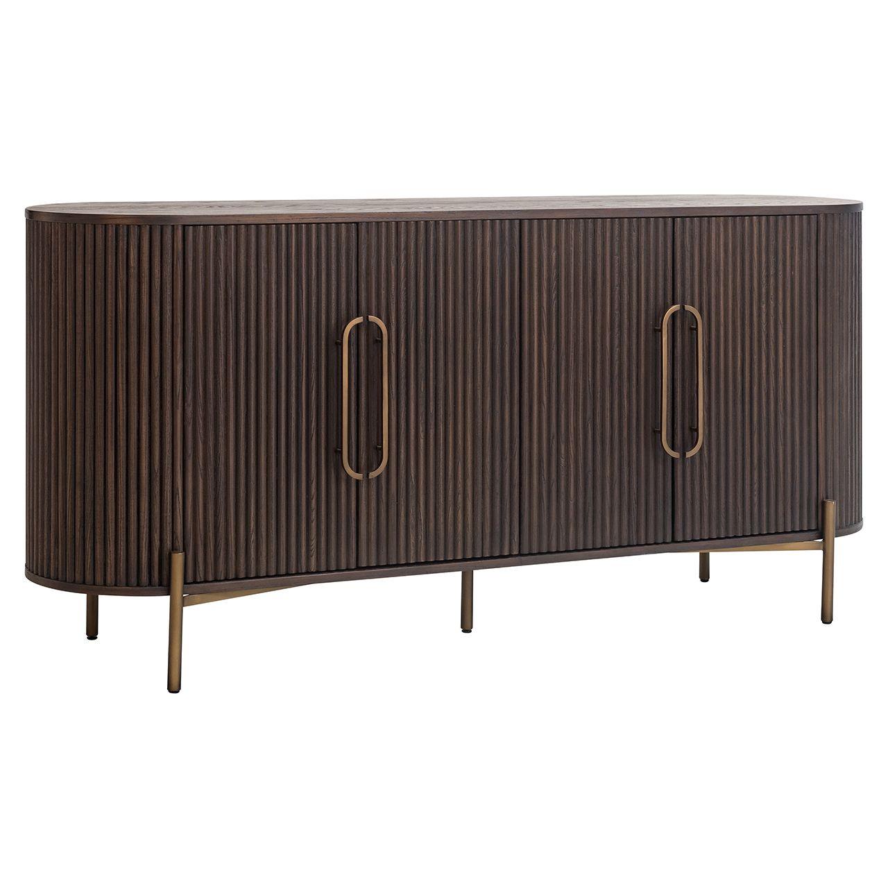 Luxor 4 Door Brown Wood Sideboard with Brushed Gold Frame by Richmond Interiors - Maison Rêves UK