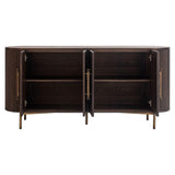 Luxor 4 Door Brown Wood Sideboard with Brushed Gold Frame by Richmond Interiors - Maison Rêves UK