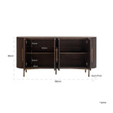 Luxor 4 Door Brown Wood Sideboard with Brushed Gold Frame by Richmond Interiors - Maison Rêves UK