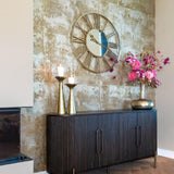 Luxor 4 Door Brown Wood Sideboard with Brushed Gold Frame by Richmond Interiors - Maison Rêves UK