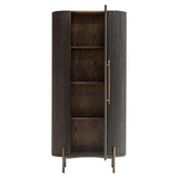 Luxor Single Door Brown Wood Cabinet with Brushed Gold Frame by Richmond Interiors - Maison Rêves UK