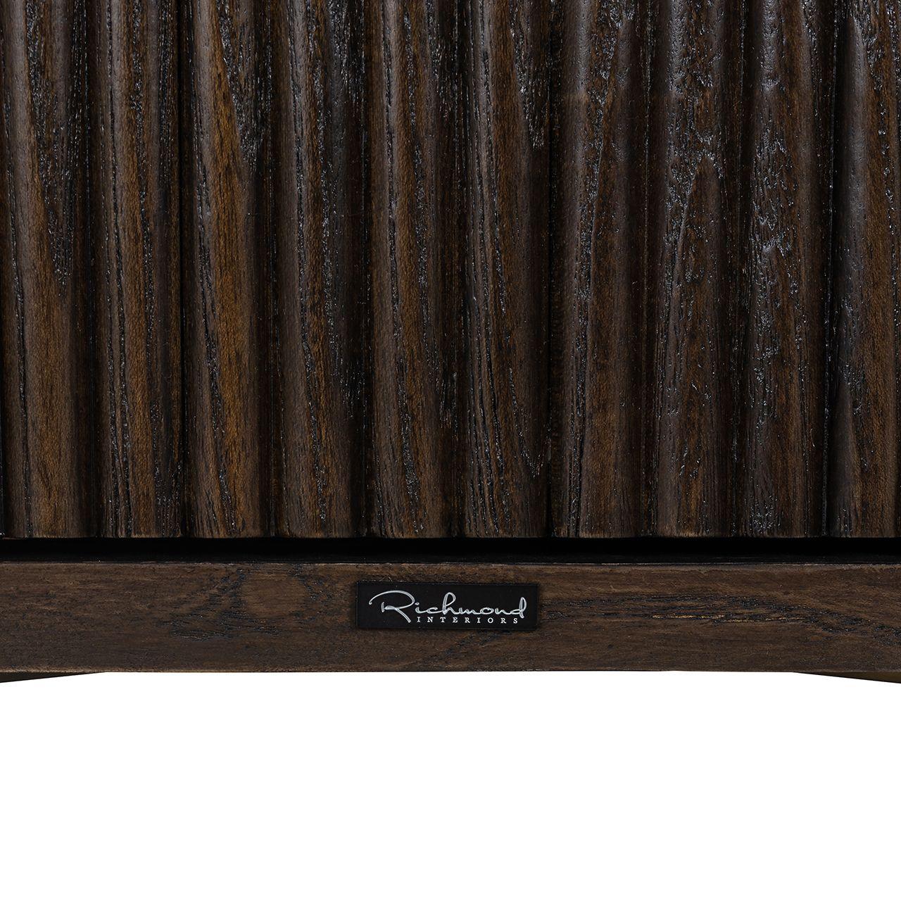 Luxor Single Door Brown Wood Cabinet with Brushed Gold Frame by Richmond Interiors - Maison Rêves UK