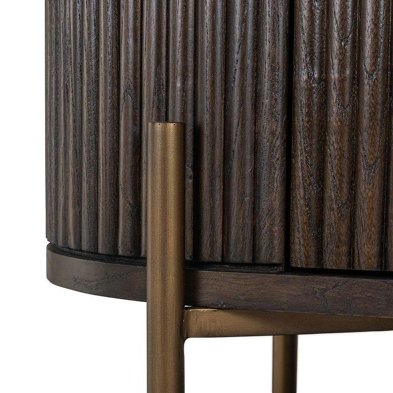 Luxor Single Door Brown Wood Cabinet with Brushed Gold Frame by Richmond Interiors - Maison Rêves UK