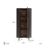 Luxor Single Door Brown Wood Cabinet with Brushed Gold Frame by Richmond Interiors - Maison Rêves UK